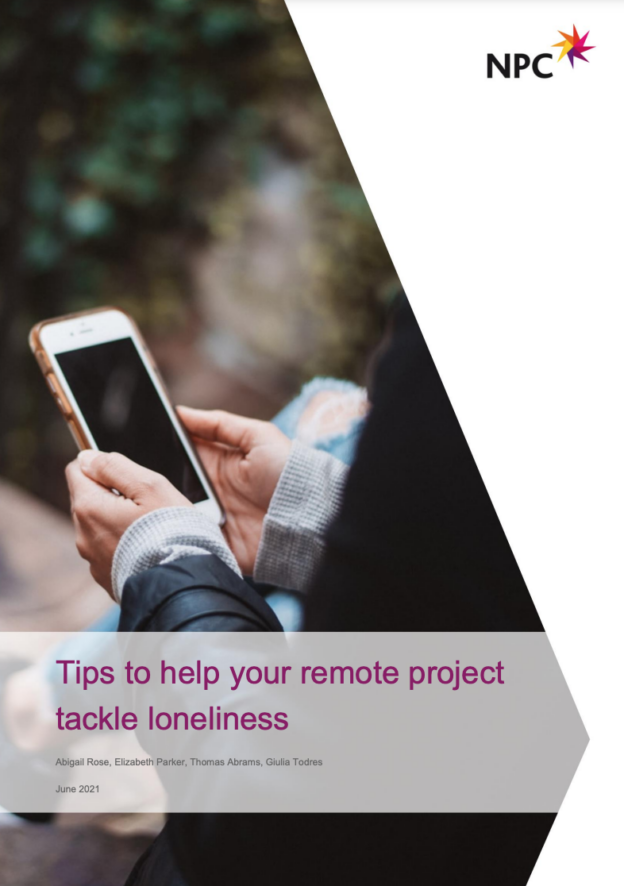 Front page of the guide. The title, Tips to help your remote project tackle loneliness