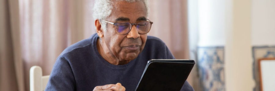 A person looking at their ipad.