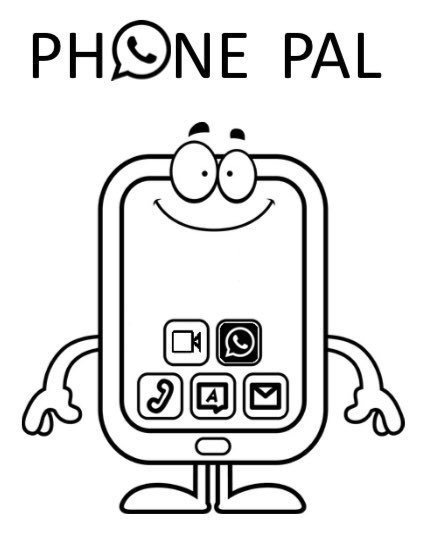 Black and white outline of phone pal logo