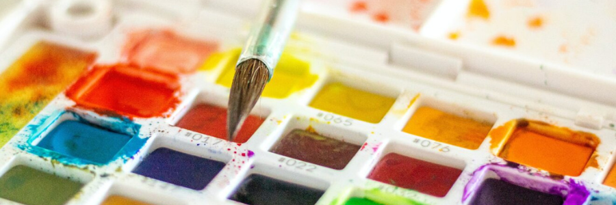 Close-up of a paint palette.