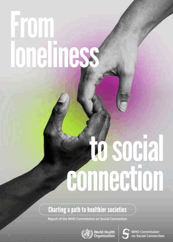 Cover of the report - 2 hands touching digits