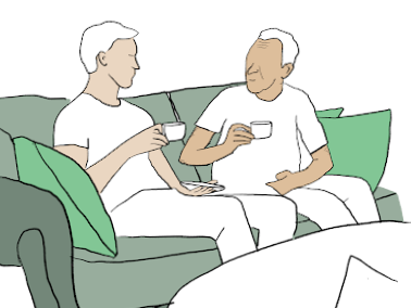sketch of 2 people on the sofa