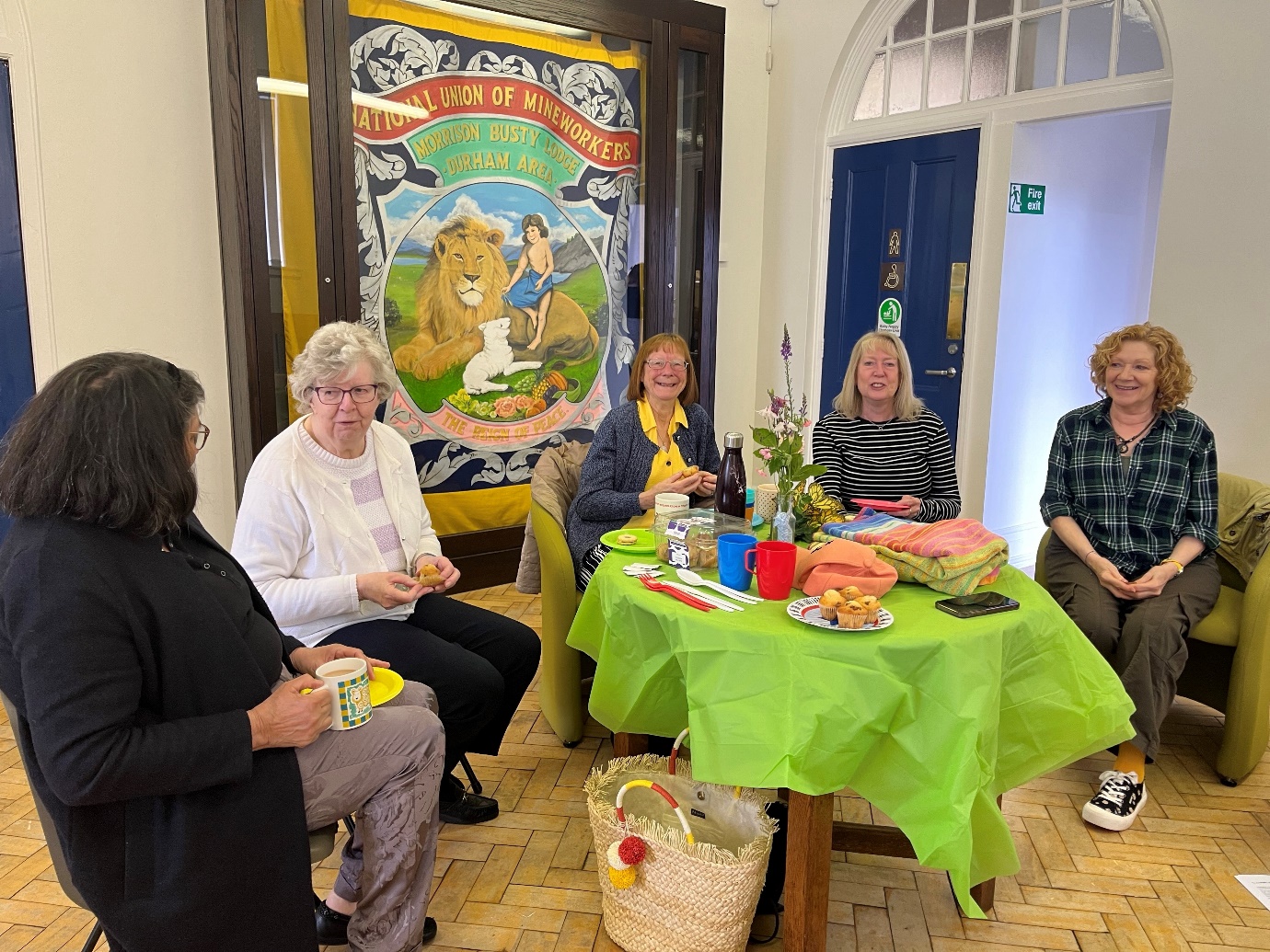 women sitting around a table